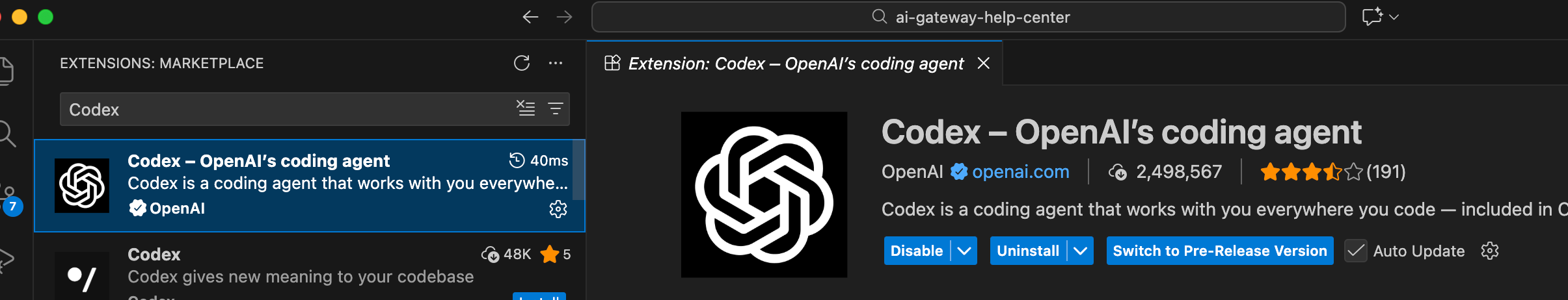 安装codex 插件